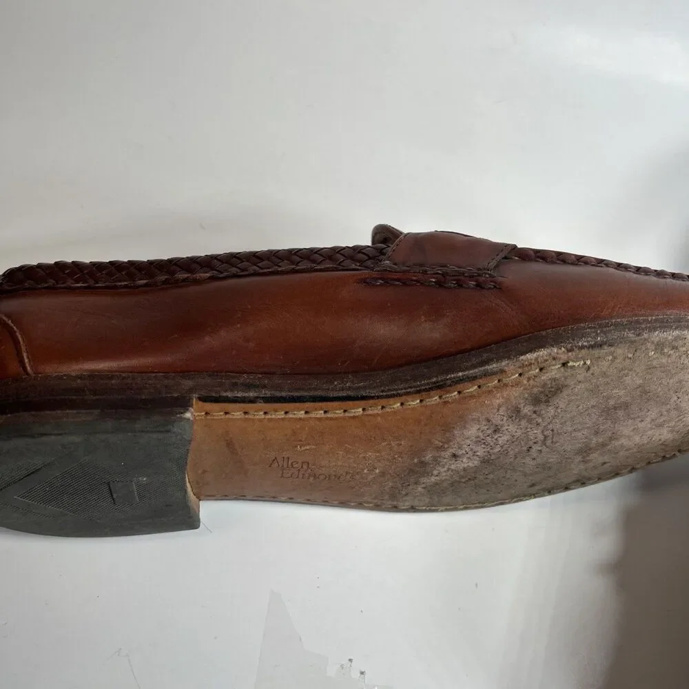 Allen Edmonds Mens Shoes Size 10 Maxfield Brown Leather Tassel Loafers Braided
